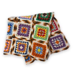 Handmade Crocheted Granny Square Throw Blanket 40" x 40"